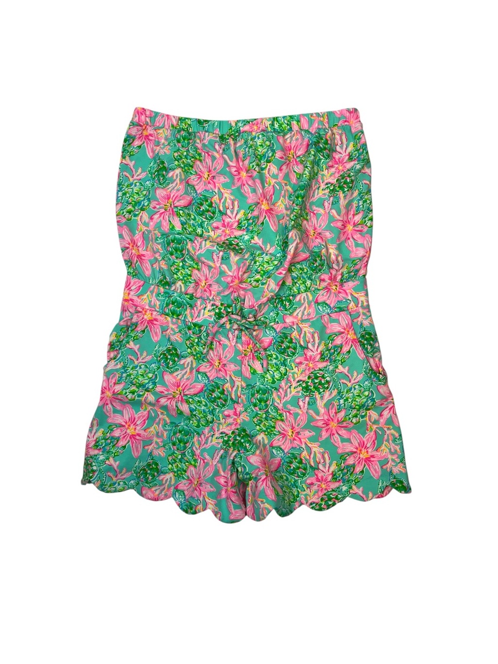 Lilly Pulitzer Jace Strapless Romper So Shellegant Surf Blue NWT Large
